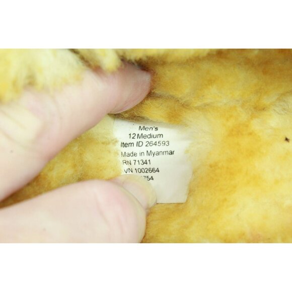 LL Bean Men’s Brown Suede Shearling Lined Moccasin Slippers Size 12 M - Picture 8 of 9